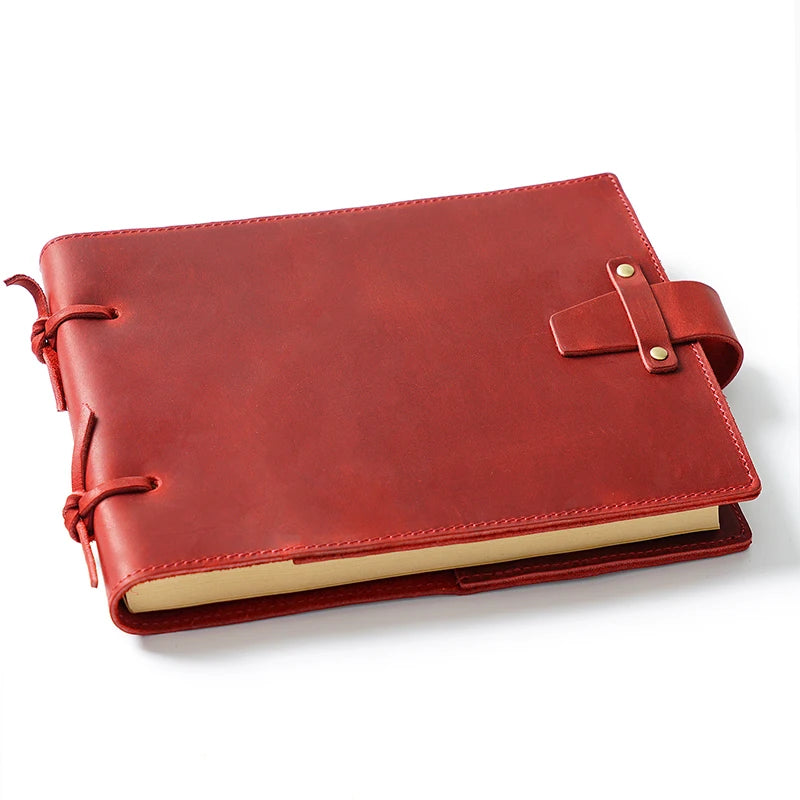 Retro Handmade Cowhide Leather Bound Rope Creative Notebook/Sketchbook with Stamping Logo Genuine Leather Journal