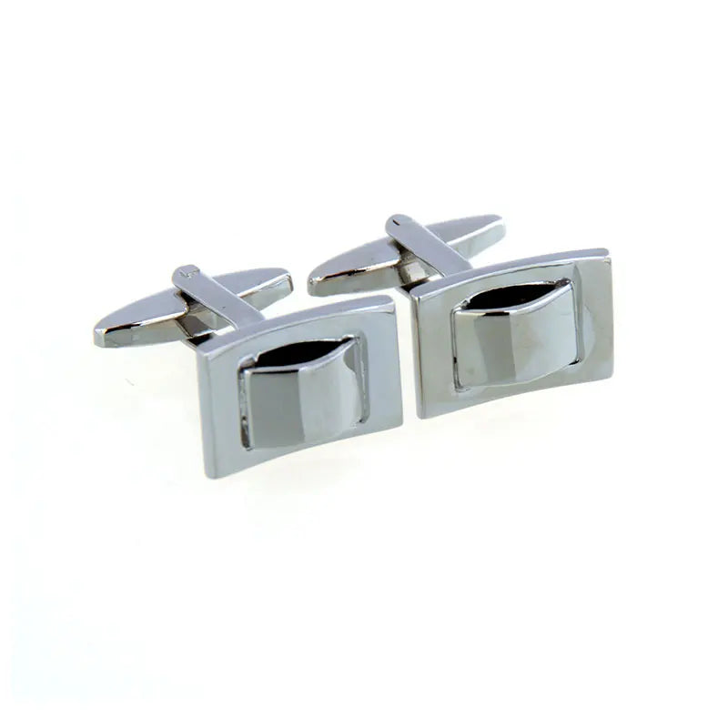 Wholesale Silvery Simple Elegant Cufflinks Custom Men's Suit Shirt Fashion Accessory Wedding Tuxedo Trendy Jewelry Gift Set