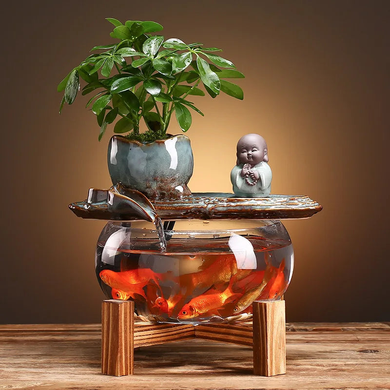 Tabletop Fountains Ornament Desktop Water Circulator Aquarium Flowing Function Fish Tank