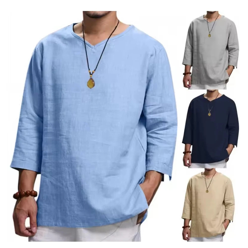 Summer's Hot New Jacquard Slim-fitting T Shirt V Neck T Shirts Men T-shirt Printed Custom V Neck T Shirts Men