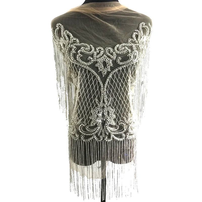 W019  New Arrival Factory Wholesale Rhinestone Bodice Applique Crystal Applique for Wedding Dress