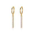 Dainty Vertical Bar Drop Earring Handmade Cubic Zirconia Jewelry Gold Plated 925 Sterling Silver CZ Pave Bar Drop Earrings Hoop