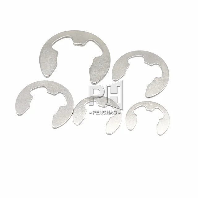 304 Stainless Steel E-type Circlip Spring Opening Shaft with Retaining Ring Buckle M1.5 M2 M3-M15 Retaining Rings Circlip