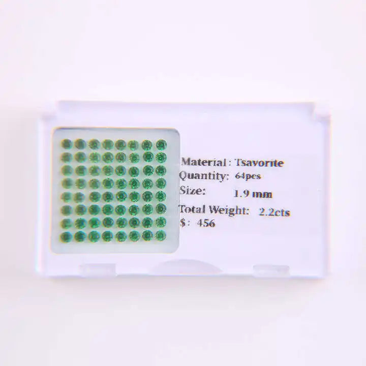 VOAINO 1.9 mm 2.2 Carat 64 Pcs Cheap Price Green Loose Melee Gemstone Tsavorite Natural Stone for Jewelry