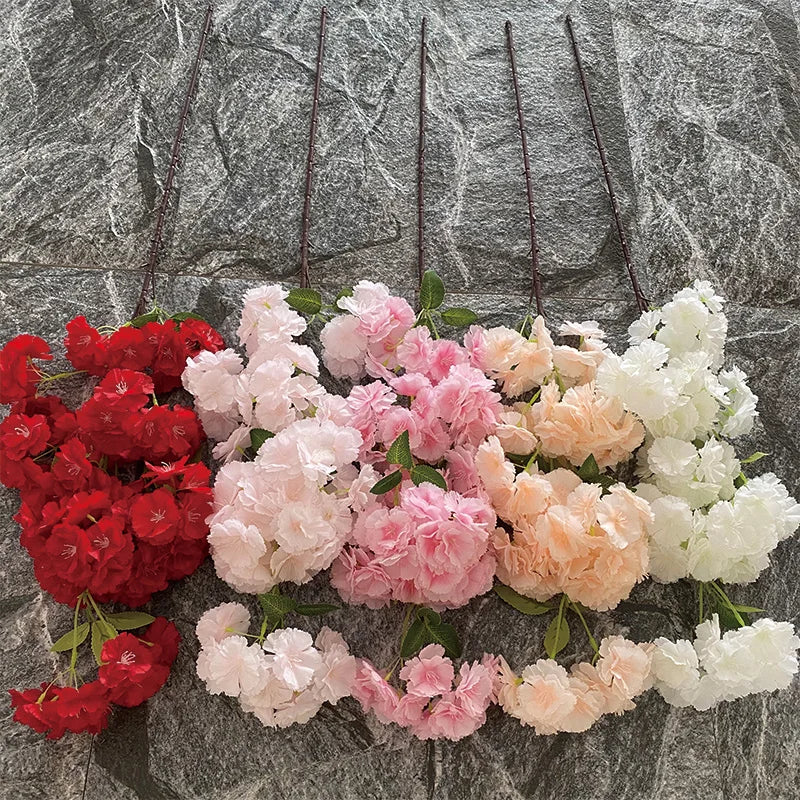 Hot Sell Modern Artificial Cherry Blossom Flowers Decoration Colorful Sakura