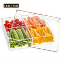 4 Compartments Multifunctional Eco-friendly Fashionable Acrylic Serving Tray with Clear Cover for Dried Fruits and Sweets