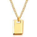 Newest Ladies Stainless Steel Jewelry Gold-plated Engraved Necklace Square Shape Pendant Necklace