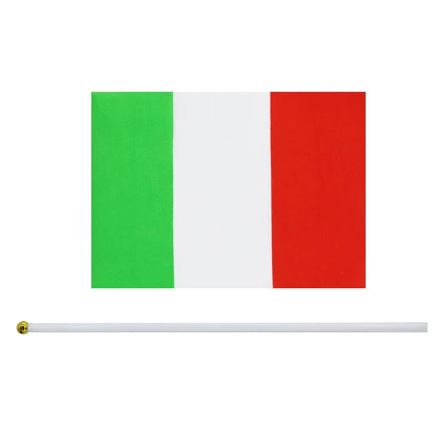 Promotional Product Customizable Small Hand Flag Italian Flag Polyester Custom Waving Flag Outdoor