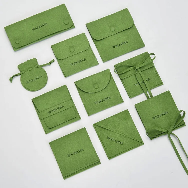 Custom Logo Printed Suede Microfiber Bags with Drawstring Seal Velvet Jewelry Pouch with Snap Button for Watch Gift Packaging