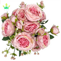 Vintage Silk Flower Bouquet Big Rose and Peony Artificial Flowers for Wedding Home Kitchen Decoration