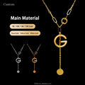 Trendy Design Real 18K Solid Gold Word Letter Name Drop Pendant Necklace 18k Gold Necklace Women Jewelry