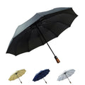 3 Fold Auto Pongee Umbrella Man Business Gift Golf Luxury Umbrella With Wooden Handle