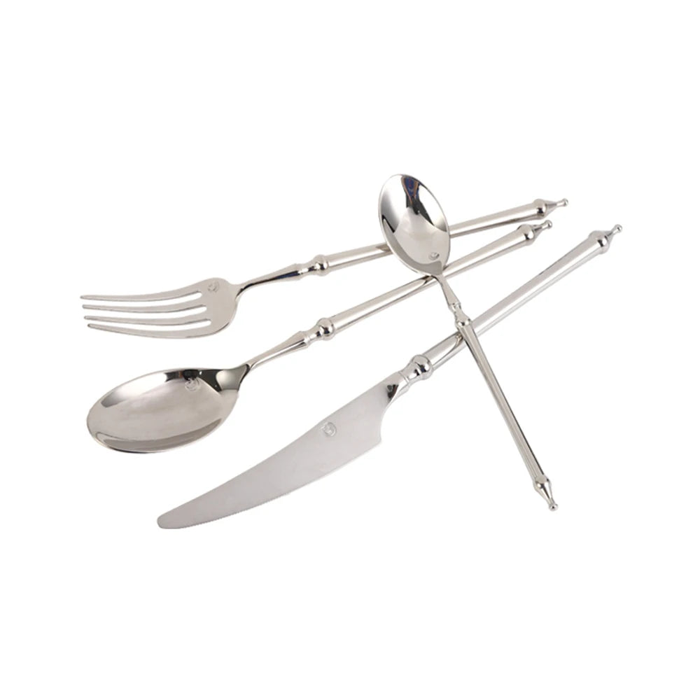 New Exquisite Cylindrical Unique Design Restaurant Tableware Silver Customizable Tableware Set