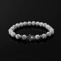 8mm Handmade Elastic Healing Gemstone Beads Vintage Silver Spacer Hands of the Virgin Mary Charm Beaded Couples Bracelets