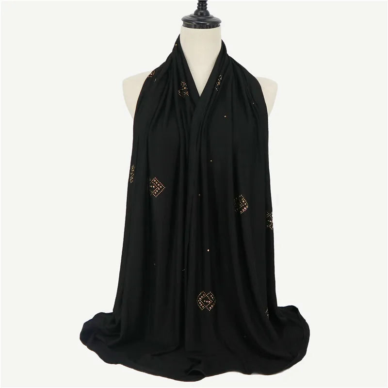 Wholesale Custom Made Diamond Drill Jersey Hijab Scarf Muslim Hijab Hot Selling Scarf Jersey Hijab