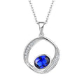 YH Jewellery Manufacturers Birthstone Pendant 925 Sterling Silver Round Shape Oval Blue Spinel Pendant Necklace