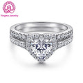 Fine Jewelry 6.5*6.5 mm White 5A Cubic Zirconia Ring Diamond One Carat CZ Ring 925 Sterling Silver Heart Rings