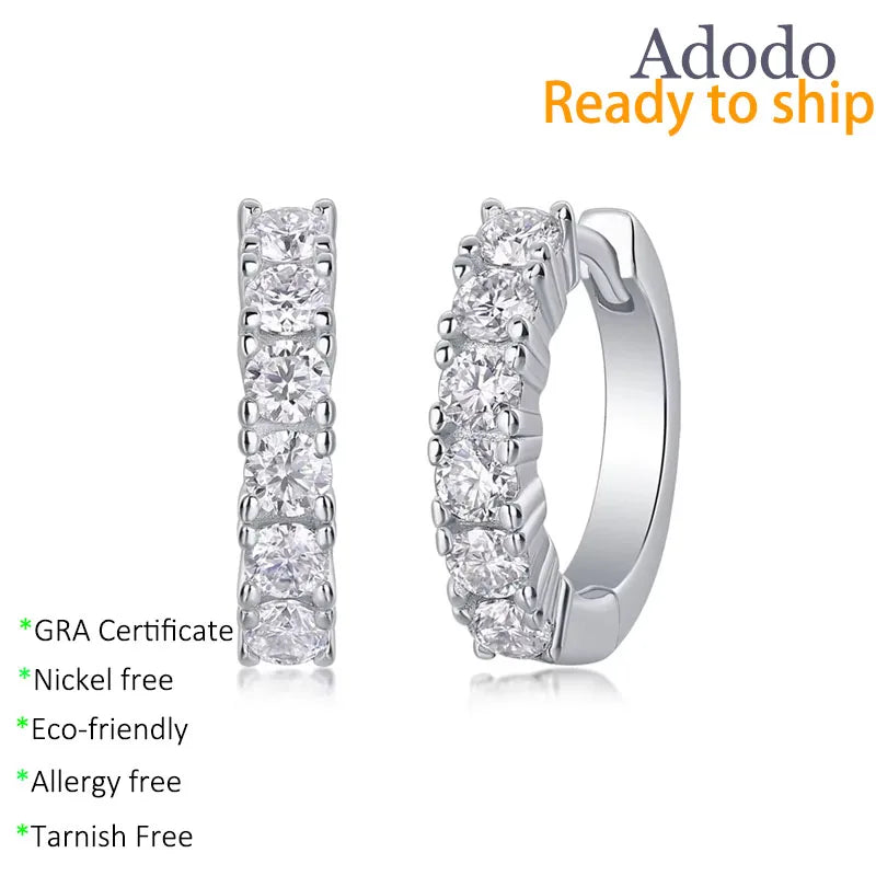 Custom Fine Jewelry Earring Women Luxury 925 Sterling Silver Iced Out 2.5MM VVS D Moissanite Huggie Hoop Earrings for Men Women
