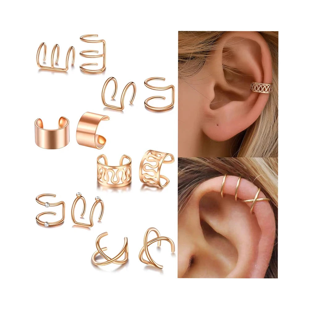 RisingMoon Fashion Adjustable Ear Cuff Helix Cartilage Clip Earring Ring No Piercing Wrap Earrings