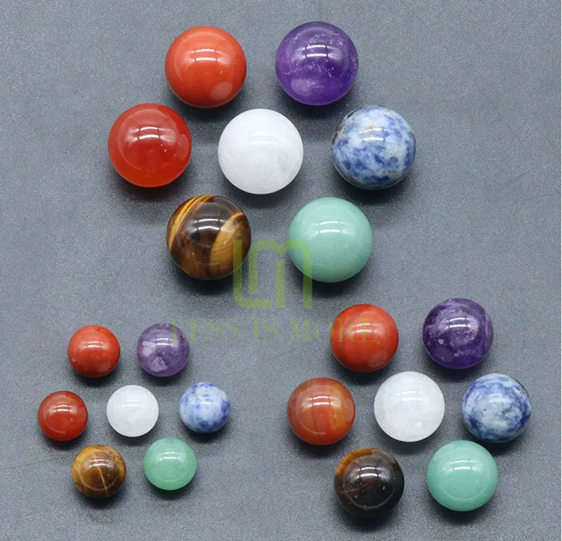 Wholesale 7 Chakra 16mm Natural Healing Crystal Agate Stone Sets Round Ball Yoga Ornament for Home Decoration
