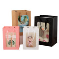 Custom Logo Paper Bag Bulk Holographic Transparent Windows Kraft Paper Gift Bag for Flower Packaging