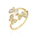 Gold Plated Butterfly Open Ring Cincin Copper Micro Setting  Zirconia Women's Fashion Personality Butterfly Ring