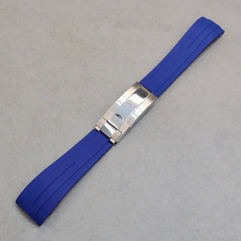 Extended and Cuttable 20mm Water Ghost Style Arc Elbow Watch Strap New Design Rubber Band with Watch Buckle