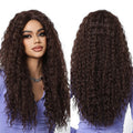 Future Fiber Front Lace Dark Brown Super Curly Synthetic Lace Wig Natural Mixed Brown Wig Soft Lace Front Hair