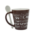 Wholesale Drinkware Ceramic Coffee Mugs Simple Letter Pattern Ceramic Espresso Cup with Spoon