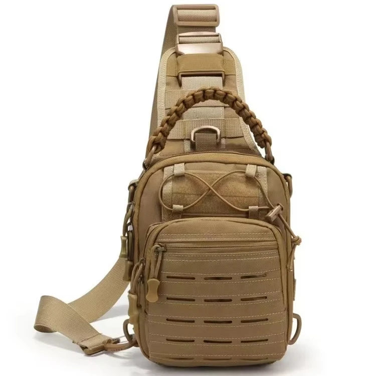 One Shoulder Crossbody Camouflage Laser Cut Molle Tactical Chest Bag with Zipper Closure Polyester Lining Fashion Style