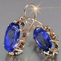 CAOSHI Hot Sale Gold Plated 4 Color Oval Cut Big Zirconia Crystal Drop Earrings for Women 8 Paw Setting Jewelry Gifts Earrings