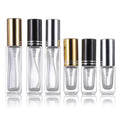 In Stock 3ml 8ml clear square Glass Mist Spray Perfume Bottle With Black/gold/sliver Aluminium Spray