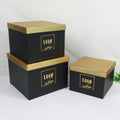 Hot Stamping LOVE Pattern Gold Cover 3-Piece Cardboard Packaging Box Square Gift Box Flower Box Hug Bucket Embossing Printing