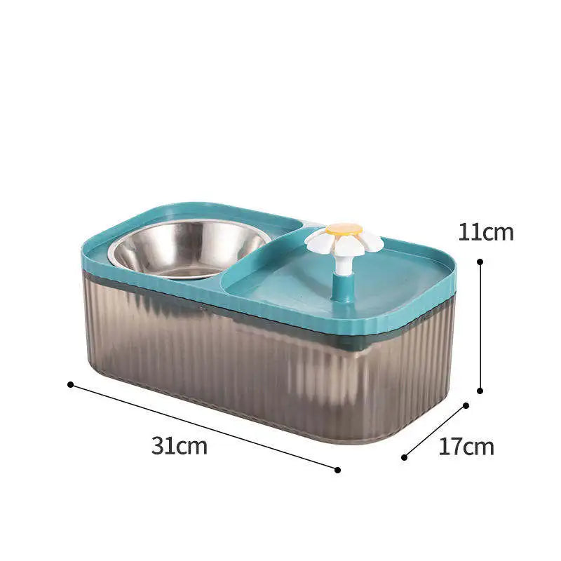 Hot Selling Pet Smart Watering Supplies Filter Stainless Steel Flower Cat and Dog Drinking Fountain with Bowl