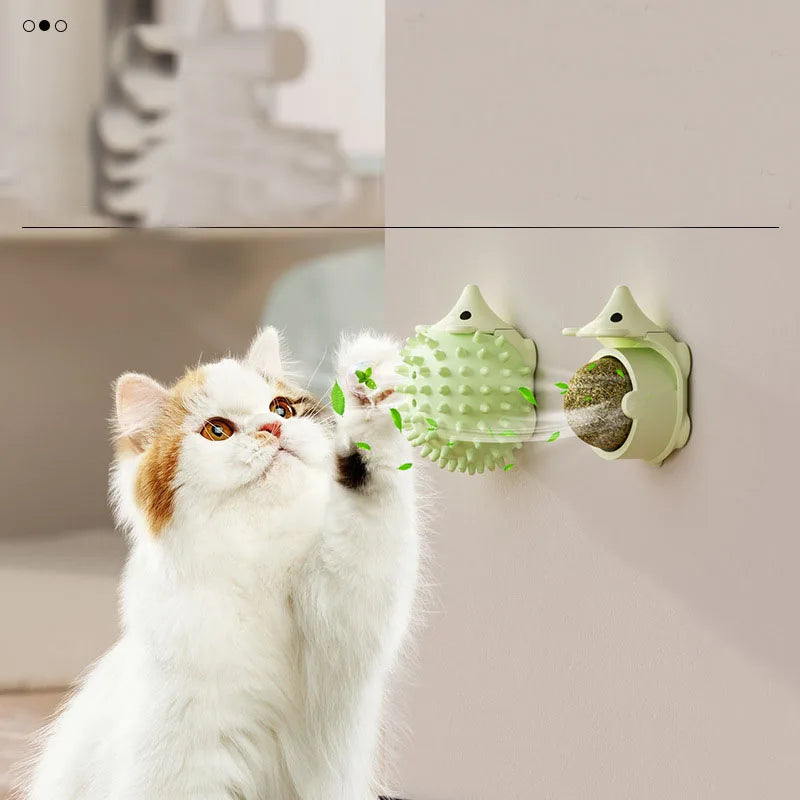 2025 New Pet Cat Toys Hedgehog Dally Itch Catnip Licking Prick Ball Fixed Cat Edible Rolling Toy Ball