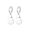 Circles Round Disc Dangle Drop Earrings Geometric Statement S925 Sterling Silver Small Tiny Huggie Hoops Dangling Earring