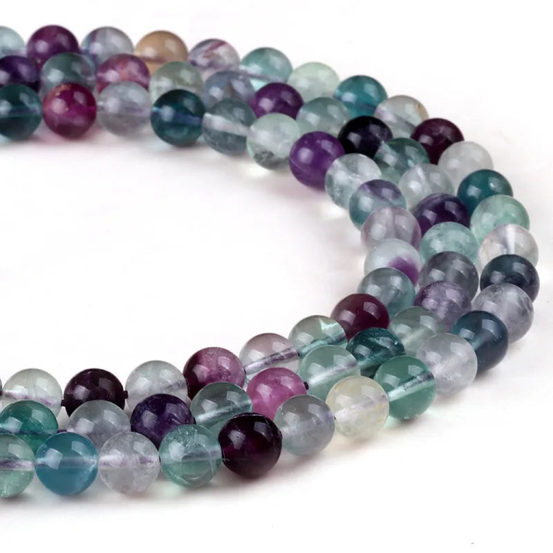 Gemstone Beads Fluorite 6-12 mm Round Strand Beads rainbow Fluorite Beads
