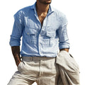 Pocket Linen Shirt Man 2022 Man Shirt Long Sleeve Shirt Linen