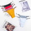 Luxury Nylon Spandex Rhinestone Thong Exy Women Pantie Crystal Underwear Fitness Gym Thong g String Female G-string for Women