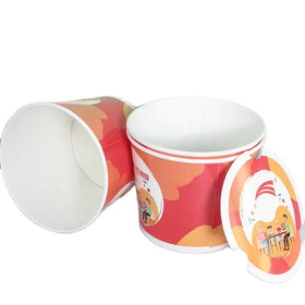 100% Eco-friendly Round Paper Food Container Kraft Paper Salad Bowl with Lid Manufacturer
