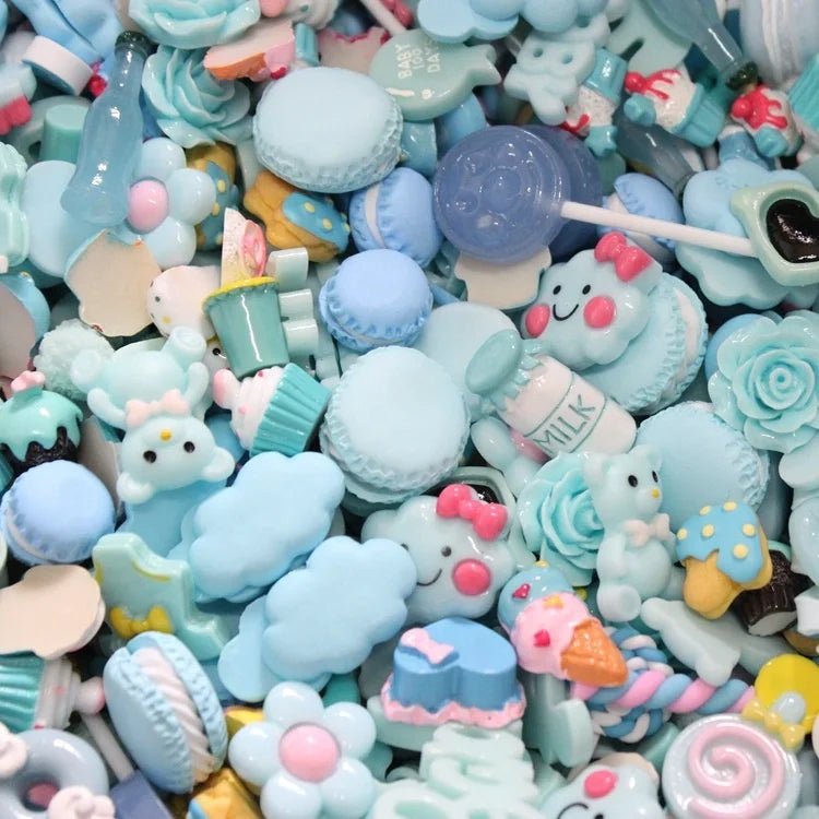 Paso Sico 100pcs/bag Japanese Style Shimmer Color Resin 3D Mixed Nail Art Decoration Charms for DIY Phone Case Craft Supplies