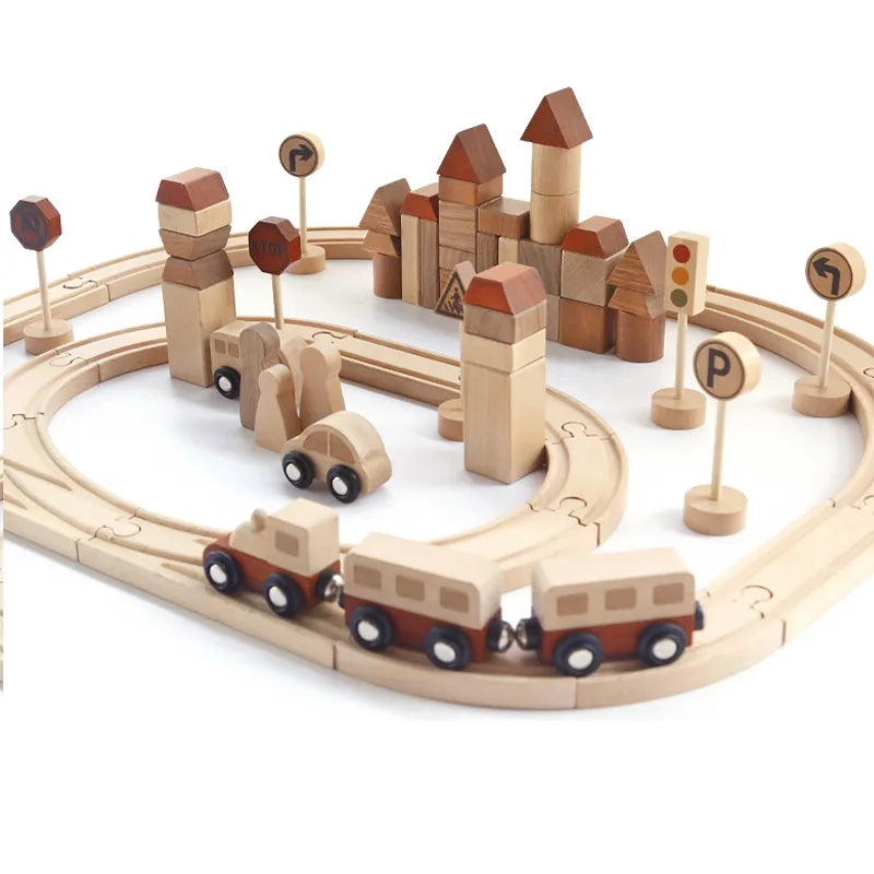 Children Hand-on Training Wooden Car Track Set Toys Hot Selling Boys Girls Self Assemble Developing Toys
