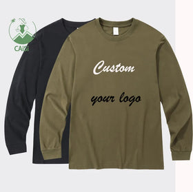 Custom Men's Long Sleeve T Shirt Soild Cotton Men's Round Neck Top T-shirt Fall Spring Men Clothing