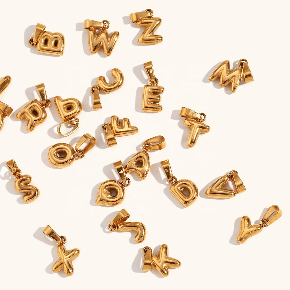 Dingran New Fashion Stainless Steel Jewelry 18K PVD Gold Plated  Letter Charms Jewelry Fashion Jewelry Pendants & Charms