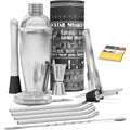 13 Pieces Cocktail Shakers Set Stainless Steel Bar Tool Kit Strainer Double Jigger Mixing Spoon