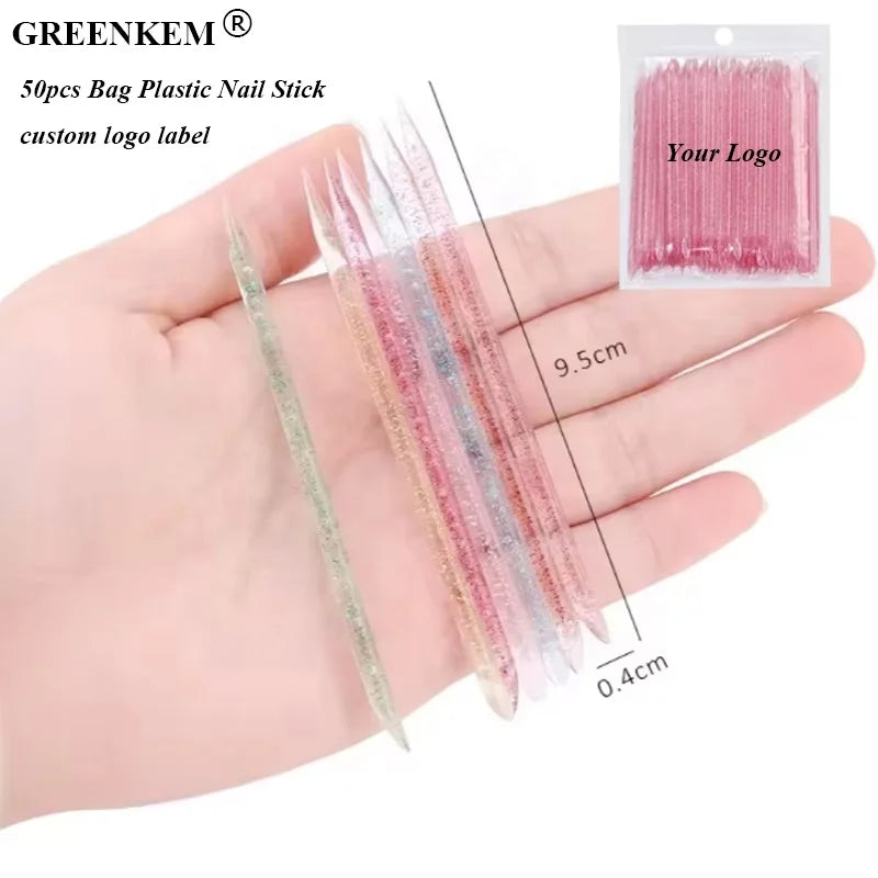50Pcs Reusable Crystal Stick Double End Nail Art Cuticle Pusher Cuticle Remover Tool Pedicure Care Nails Manicures Tools