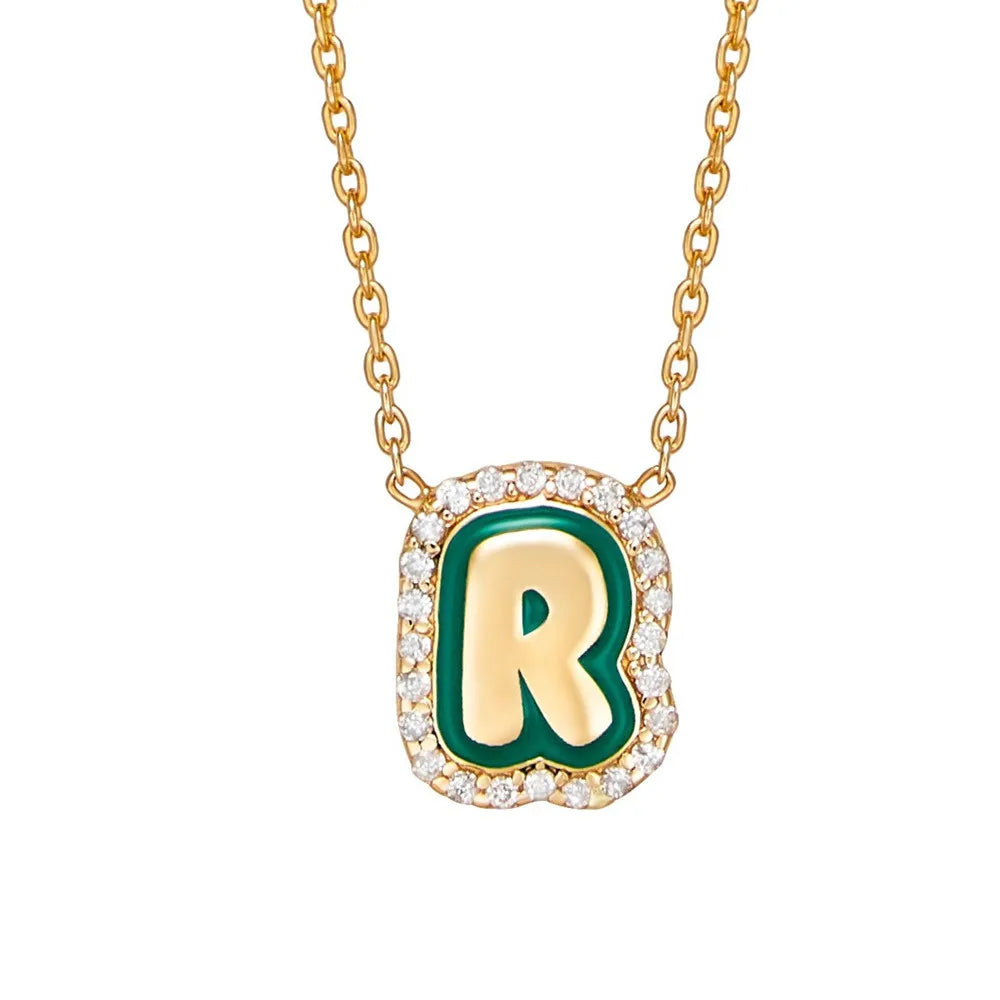 Customized Name Pendant Necklace With Zirconia for Christmas Jewelry Gift Custom Single Letter Enamel Initials Letter Necklace