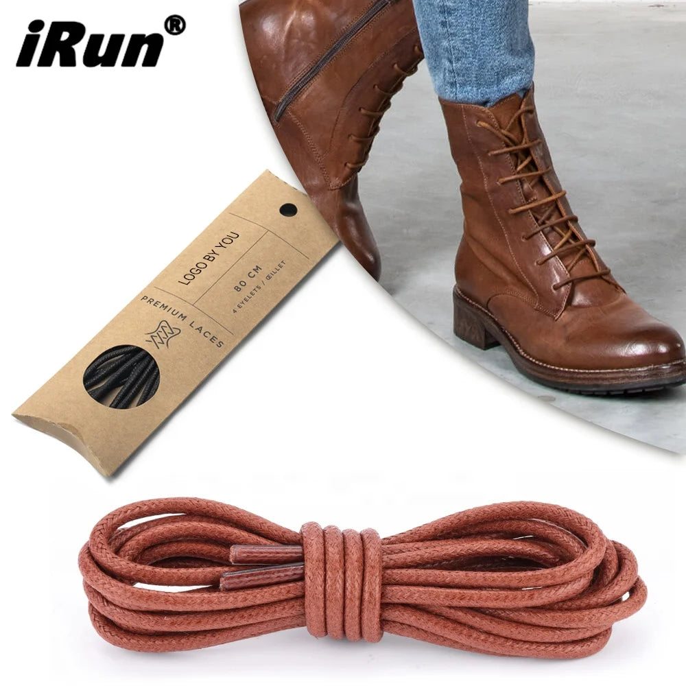 IRun 100% Premium Cotton Round Waxed Shoelaces with Custom Colors Waterproof Free Sample Luxury Packaging