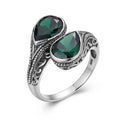 Vintage Women Boho God's Eyes Emerald Marquise Gemstone Real 925 Sterling Silver Rings Christmas Gift Jewelry Silver Ring