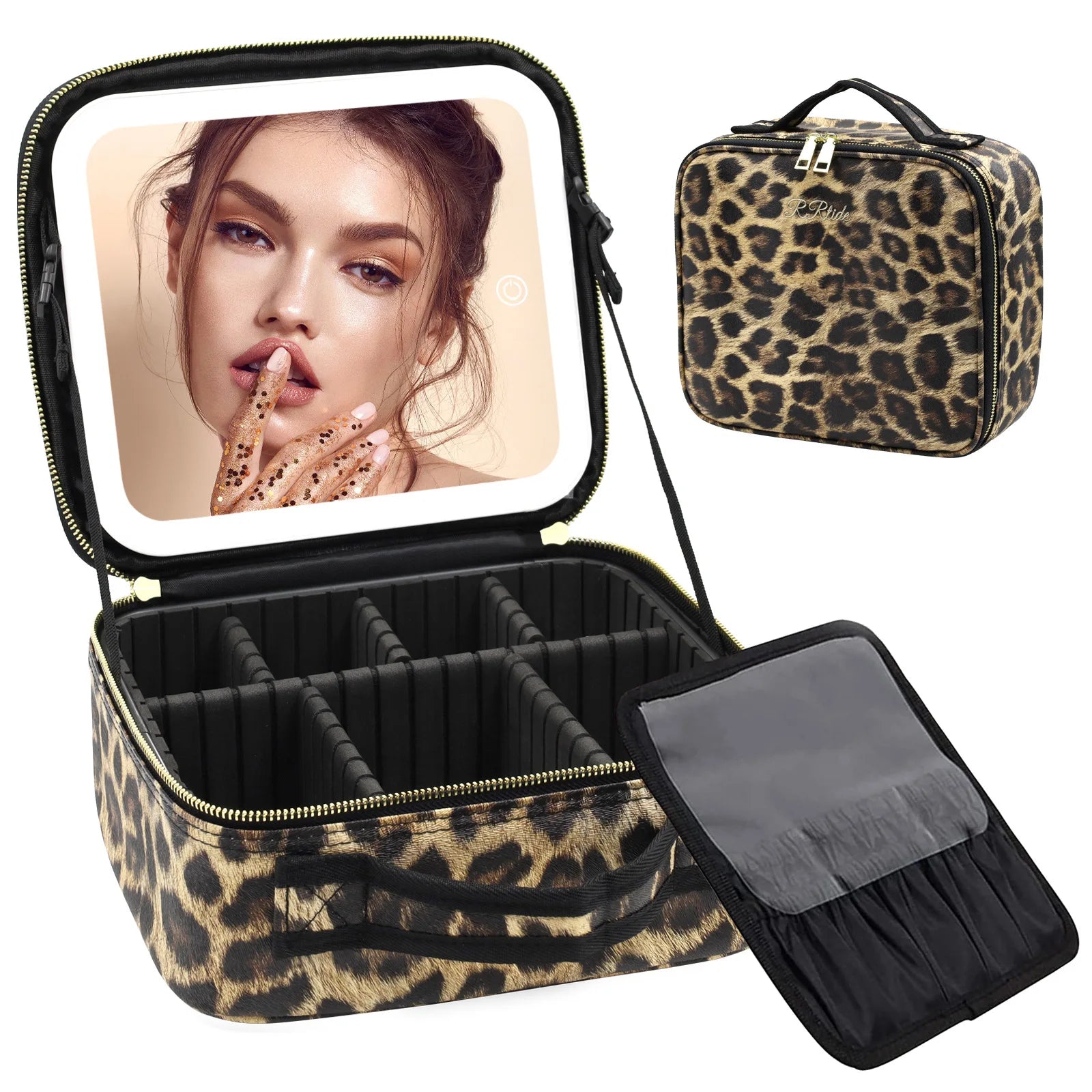 Portable Large Cosmetic Bag Organizer Settings Waterproof Makeup Bag With LED Light Mirror